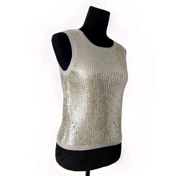 Vintage Anne Klein II Sequin Wool Knit Cardigan & Top Set Small Sage Green - Picture 5 of 12